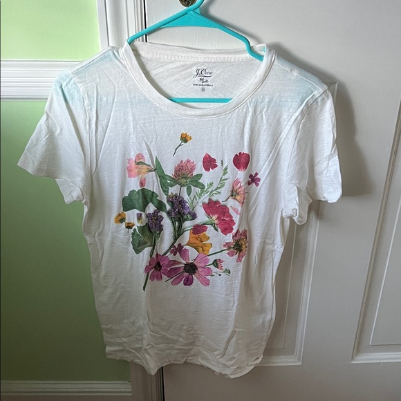 J. Crew Tops - J. Crew White Tee with Vibrant Floral Design